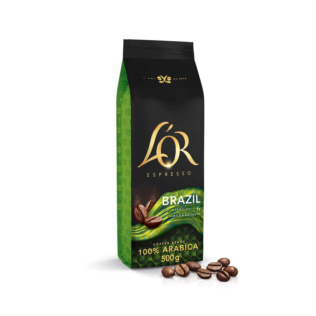 L'OR Espresso Brazil Whole Coffee Beans - Intensity 6, 100% Arabica, 500g 2