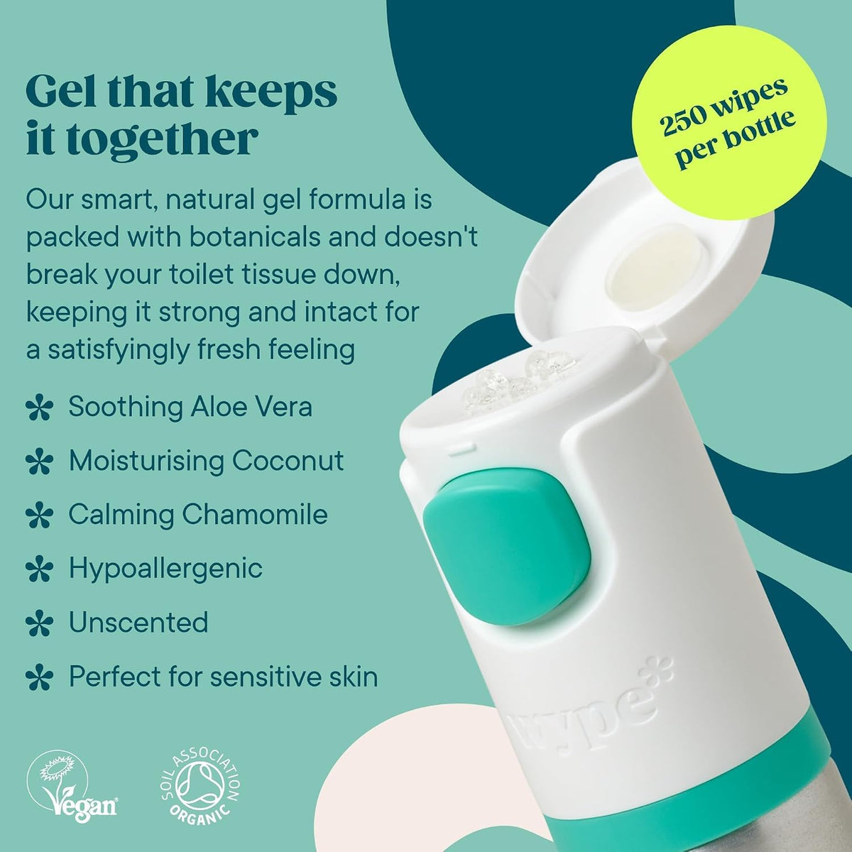 Wype Soothe Toilet Paper Gel Bundle - Sensitive Skin Formula | 200ml Total | Unscented 3