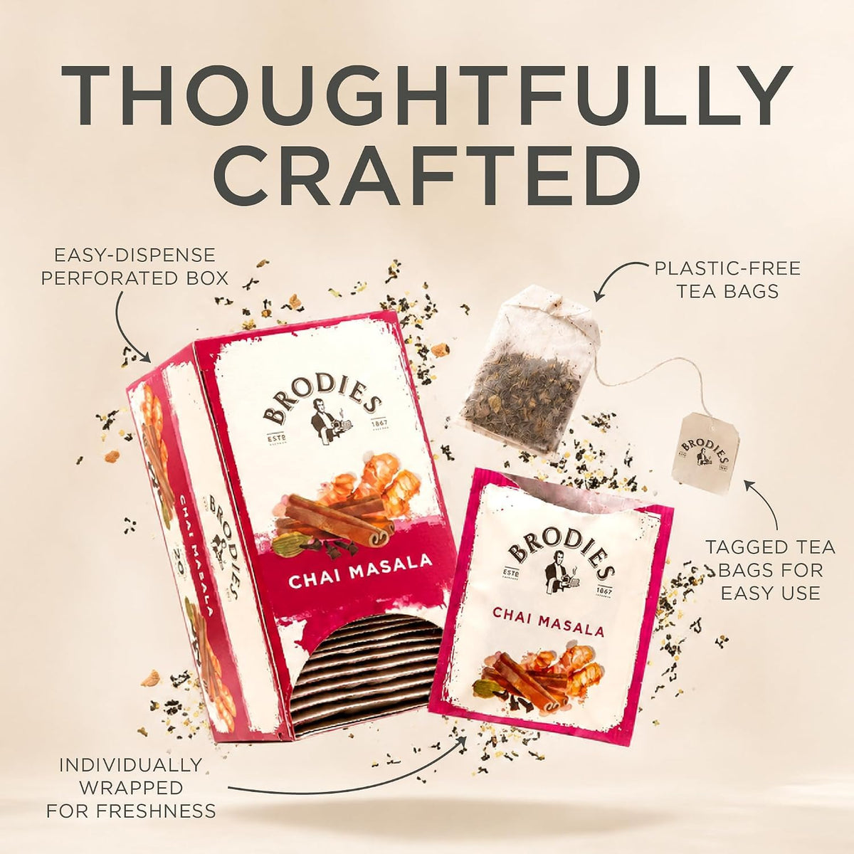 Brodies Chai Masala Black Tea - 6 Boxes of 20 Tea Bags (120 Total) 3