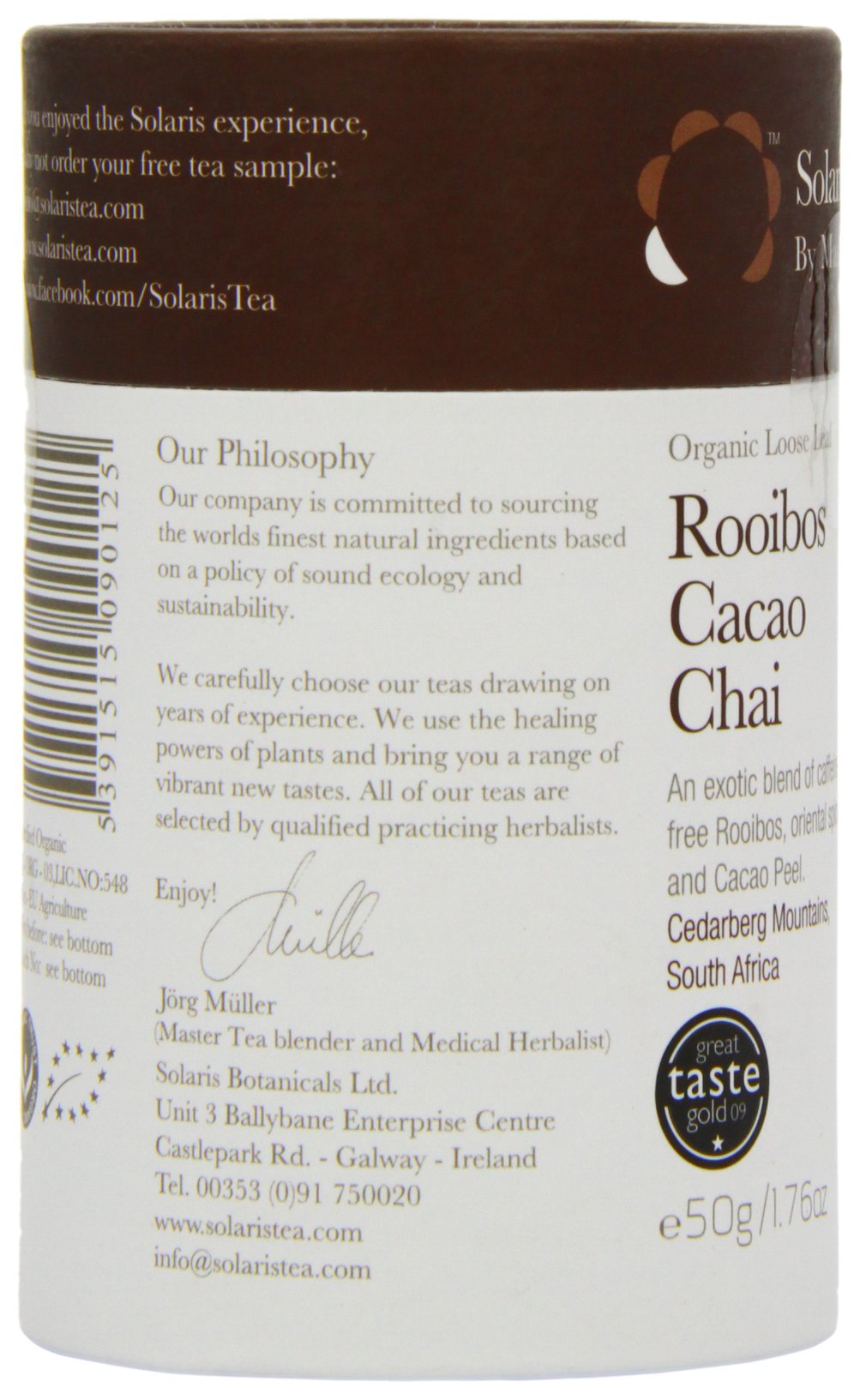Solaris Tea Organic Loose Whole Leaf Rooibos Cacao Chai - Caffeine-Free, High Antioxidant, 50g 4