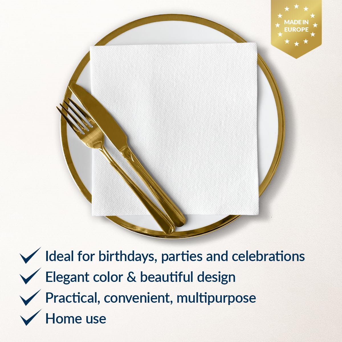 PAW Decor Collection Airlaid Napkins - 40 x 40 cm, 50 Pack, White 3
