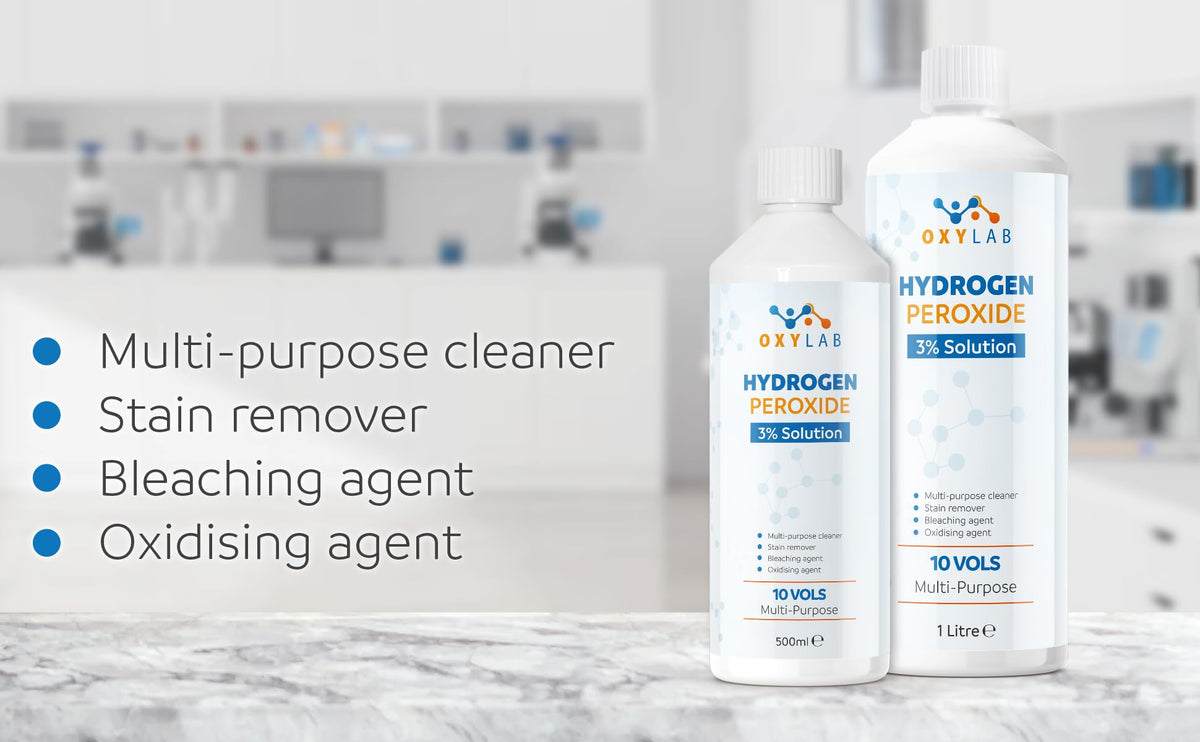 OxyLAB Hydrogen Peroxide 3% Solution - Multi-Purpose Cleaner & Stain Remover | 500ml | Made in UK 4