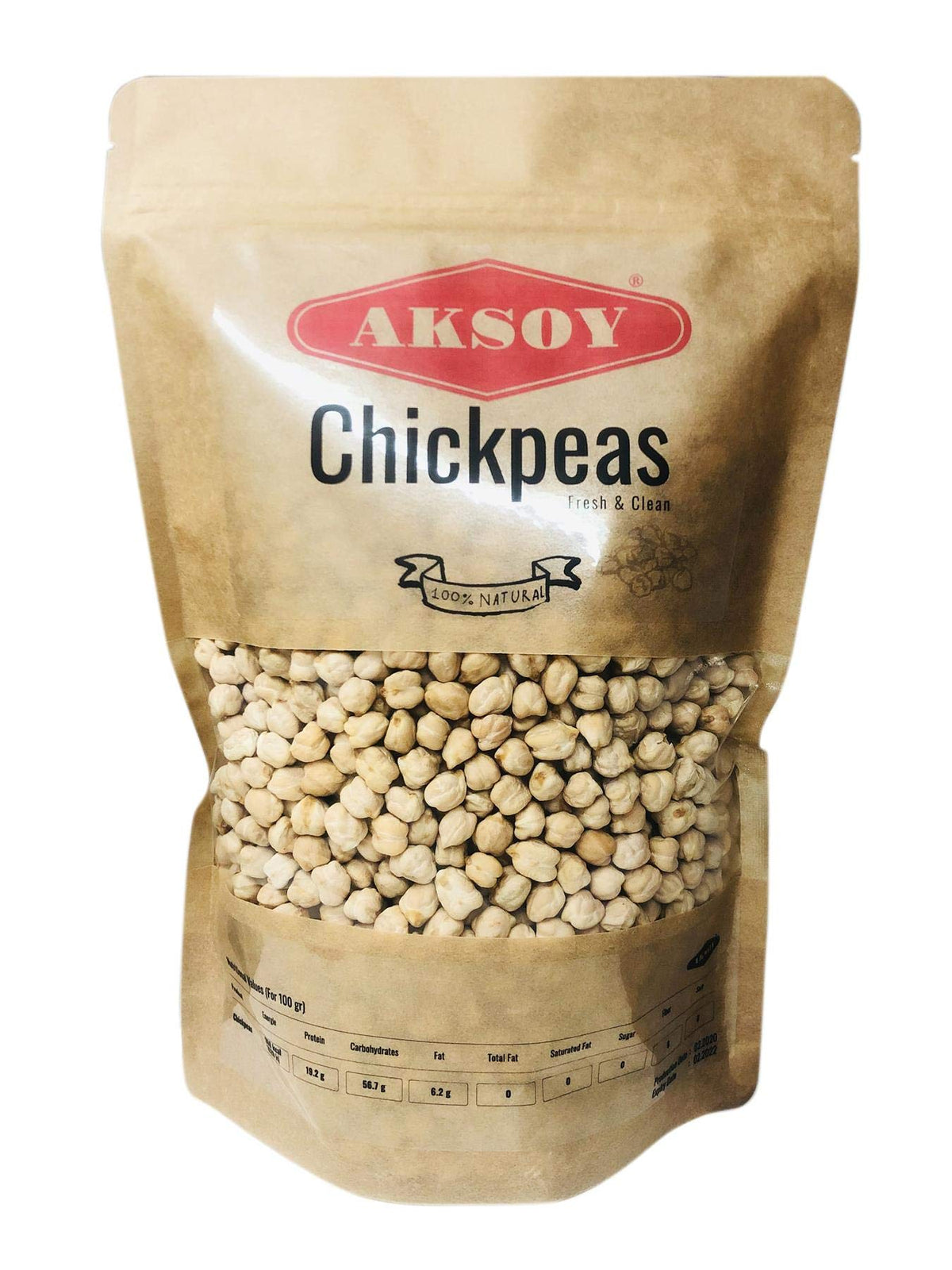 AKSOY Premium Quality Dry Chickpeas XL Size (10mm) - 1.25kg | Rich in Fibre, Protein & Iron