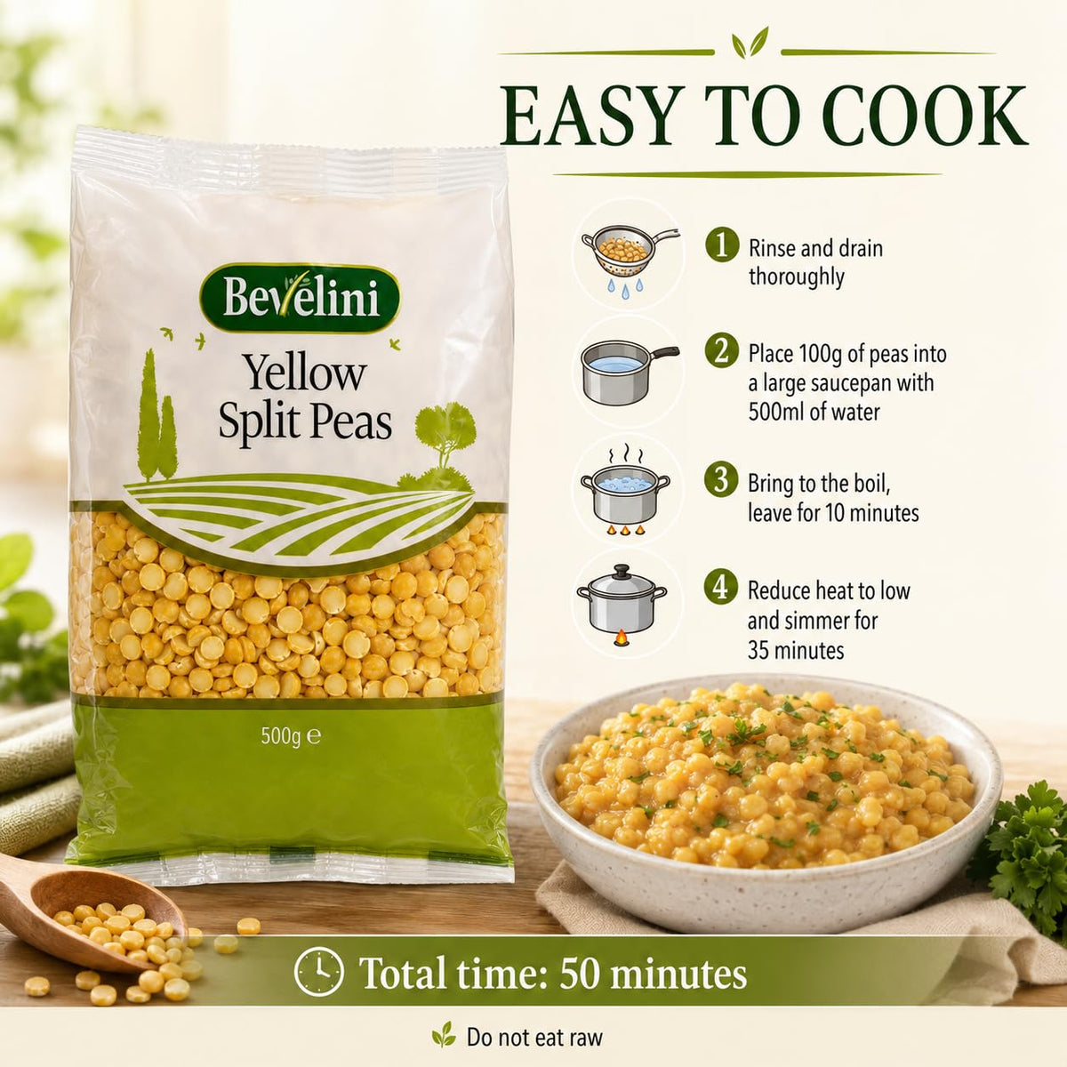Bevelini Yellow Split Peas - 500g | High Protein & Fibre | Versatile Cooking Ingredient 5