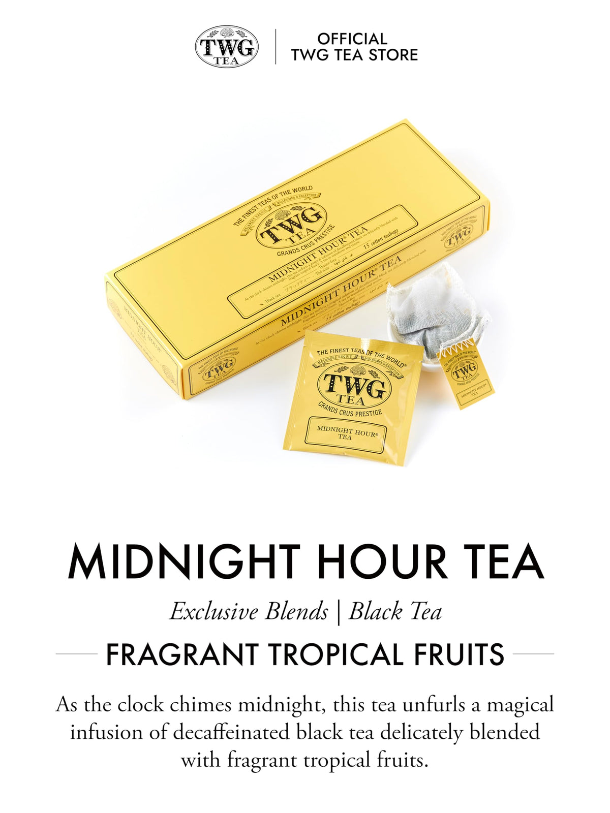 TWG Tea Midnight Hour Tea - Decaffeinated Black Tea with Tropical Fruits | 15 Teabags | 40g 4