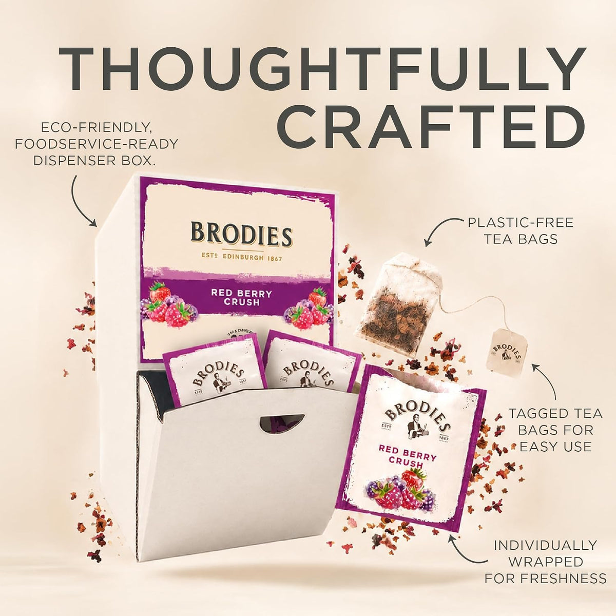 Brodies Red Berry Crush Fruit Tea - Caffeine-Free, 250 Teabags 3
