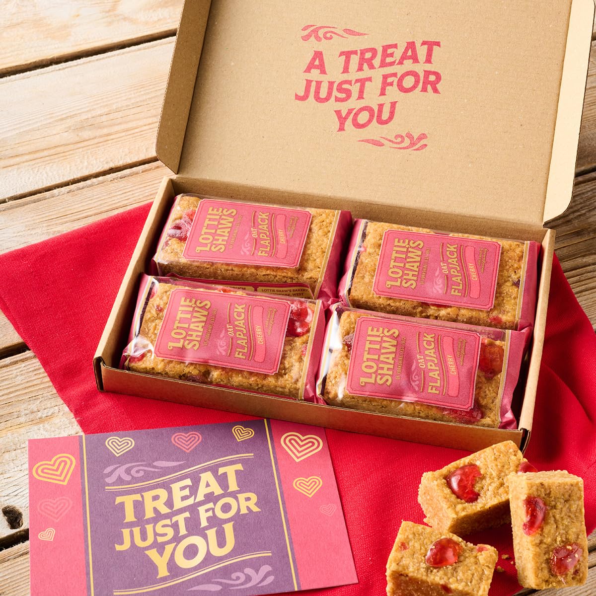 Lottie Shaw's Cherry & Almond Flapjack Letterbox Box - 4 x 100g, Vegan 3