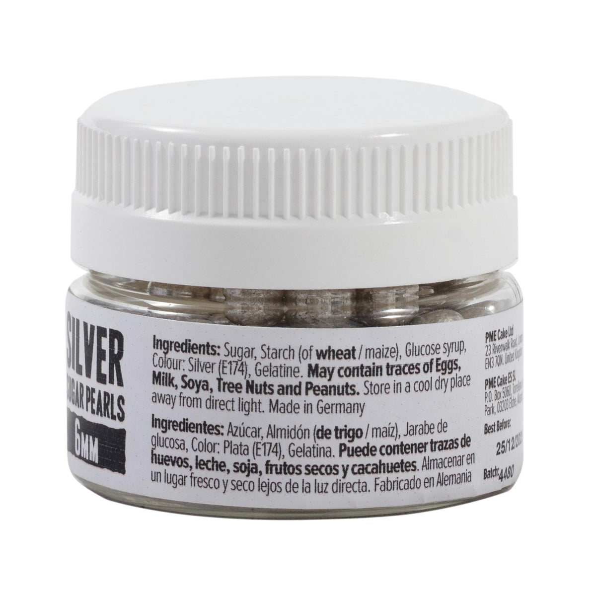 PME Silver Sugar Pearls - 6mm Edible Cake Decorations | 25g Tub | Pack of 2 3