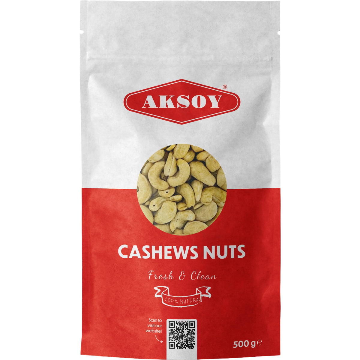 AKSOY Raw Cashews - 500g | Natural, Unsalted, Vegan