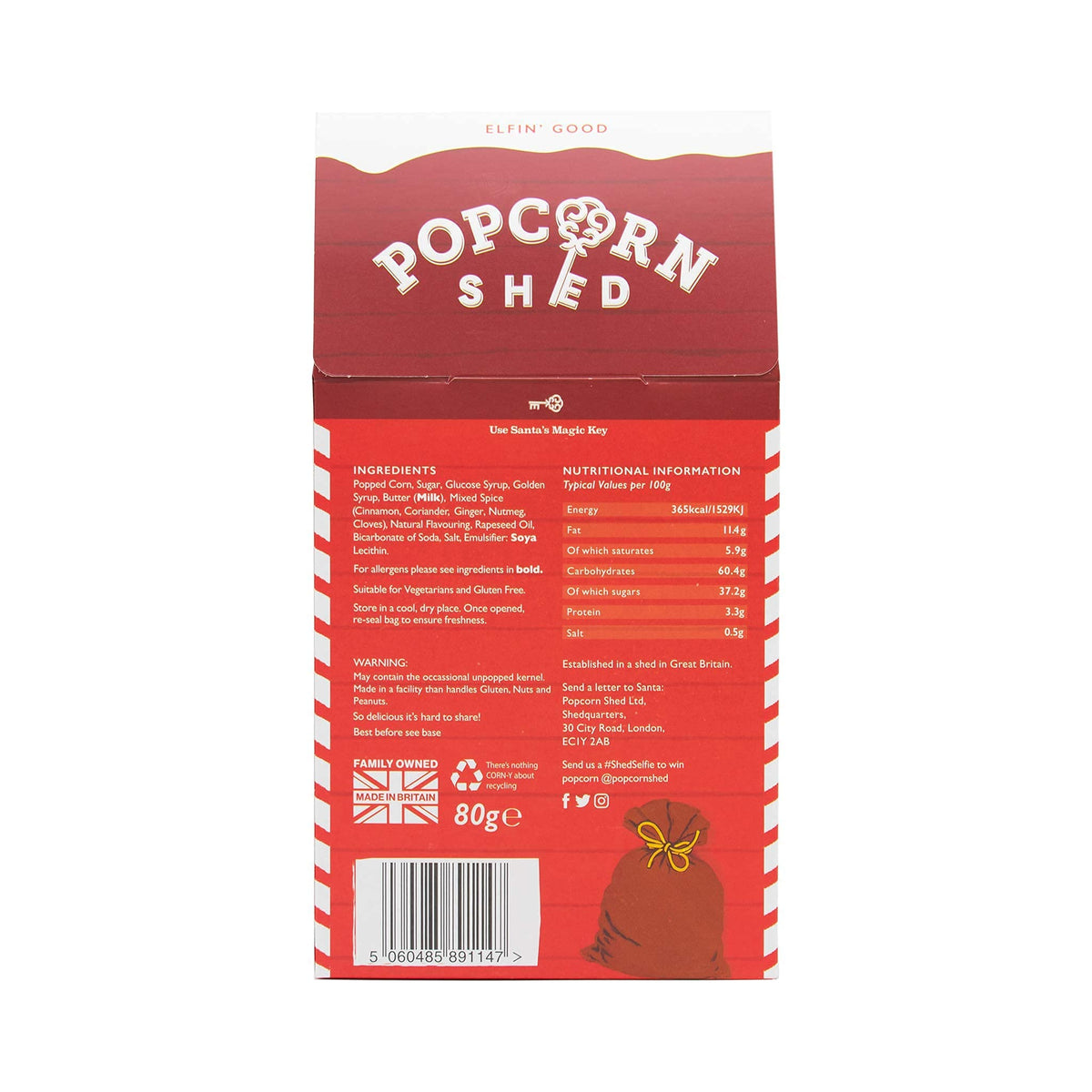 Popcorn Shed Christmas Pudding Flavoured Popcorn - 3 x 80g Packs 8