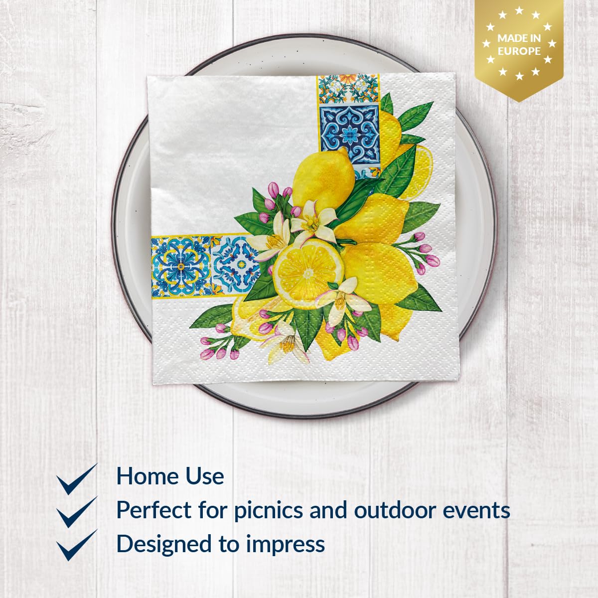 PAW Decor Collection Paper Napkins - Mediterranean Frame | 33 x 33 cm | 20 Pack