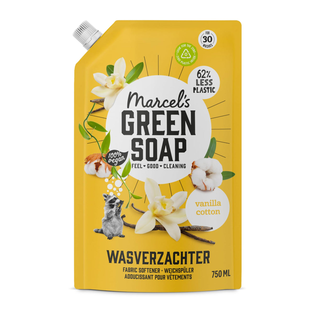 Marcel's Green Soap Fabric Softener Refill - Vanilla & Cotton Scent | 750 ml
