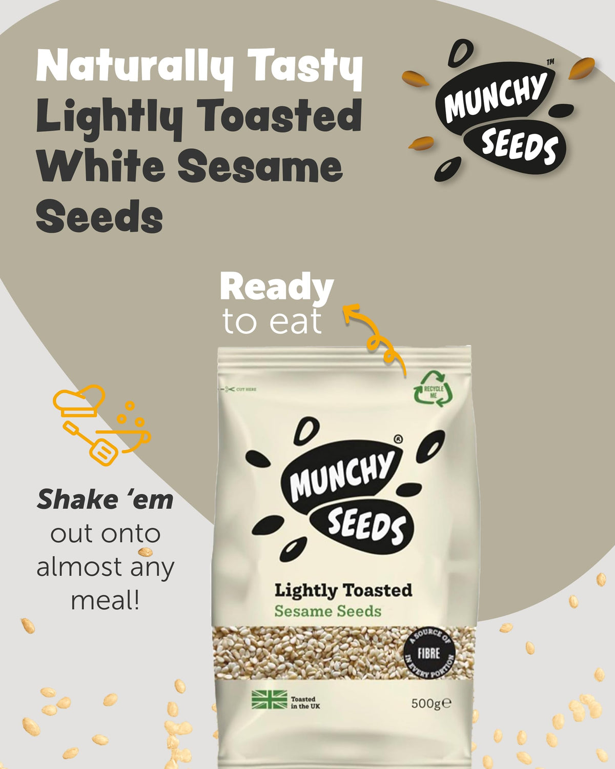 Munchy Seeds Lightly Toasted White Sesame Seeds - 500g Bag 5