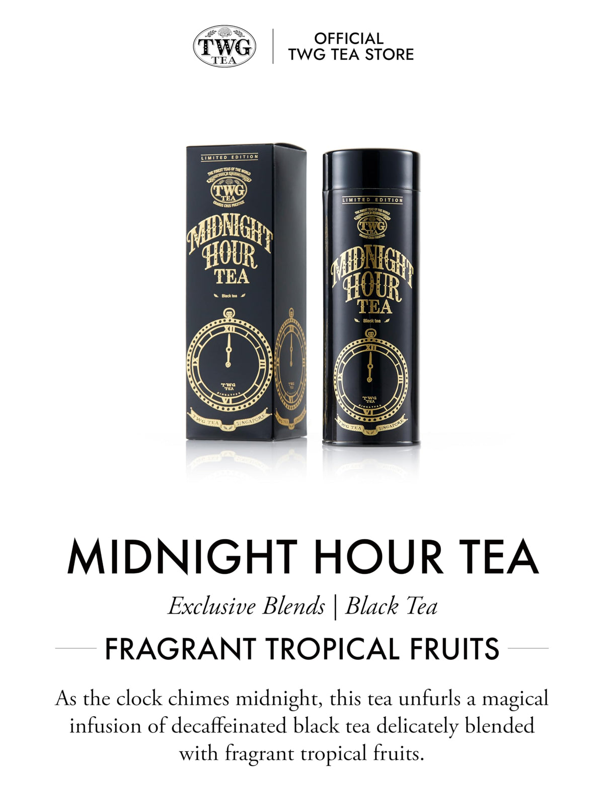 TWG Tea Midnight Hour Tea - Decaffeinated Black Tea with Lemongrass & Tropical Fruits | 100g Loose Leaf 3