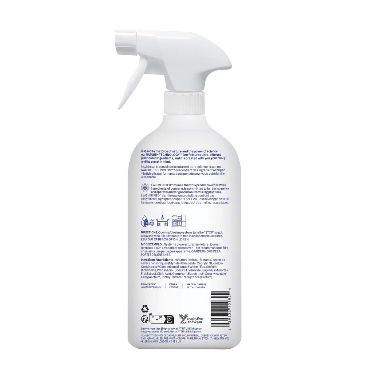 ATTITUDE All-Purpose Cleaner Spray - EWG Verified, Vegan, Plant-Based Formula, Lavender Scent, 800 ml 7