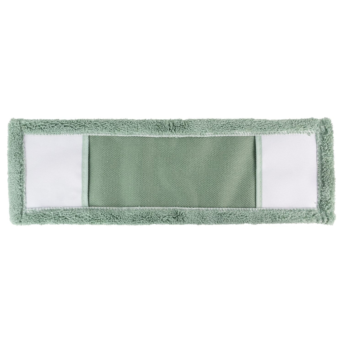 JVL Extended Microfibre Flat Mop with 2 Replacement Heads - Machine Washable, Telescopic Handle | Green 9