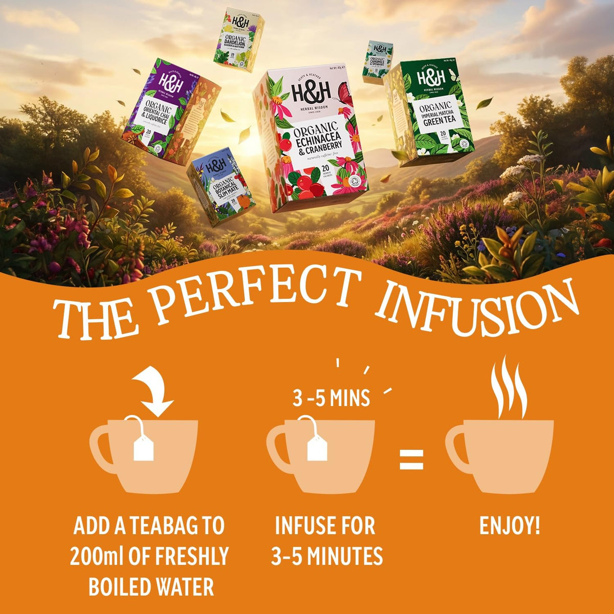 Heath & Heather Organic Lemon & Ginger Herbal Tea - Digestive & Immune Support | 120 Tea Bags | Caffeine-Free 4