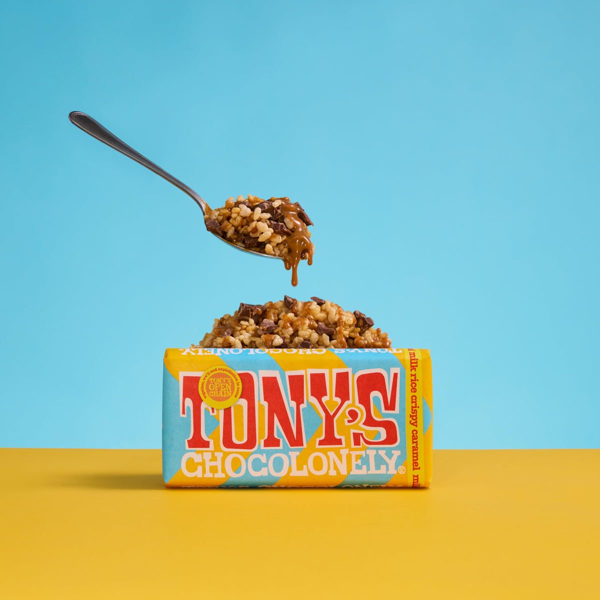 Tony's Chocolonely Milk Chocolate Rice Crispy Caramel Bar - 180g (Pack of 2) 3