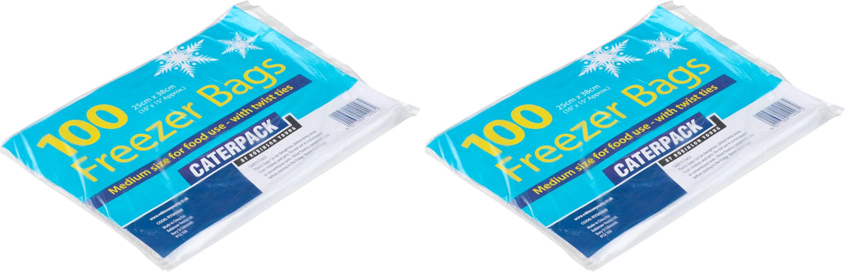 Caterpack Freezer Bags - Medium Size, Reusable, Freezer Safe | 100 Bags per Pack