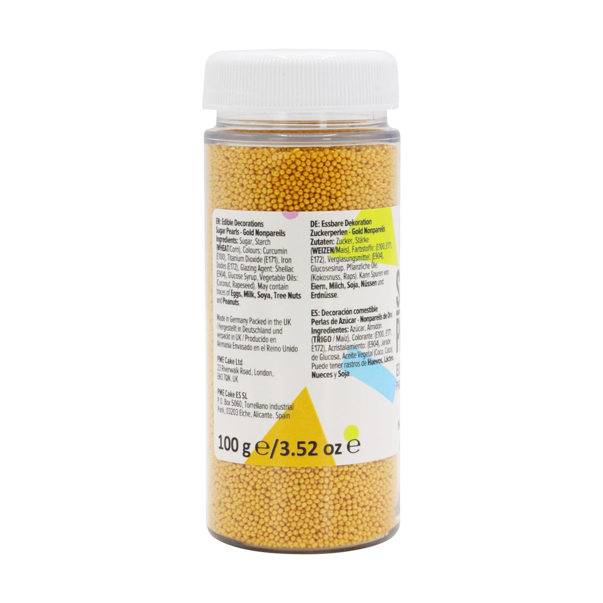 PME Gold Nonpareils Sprinkles - Edible Sugar Beads for Cake Decorating | 200g Pack