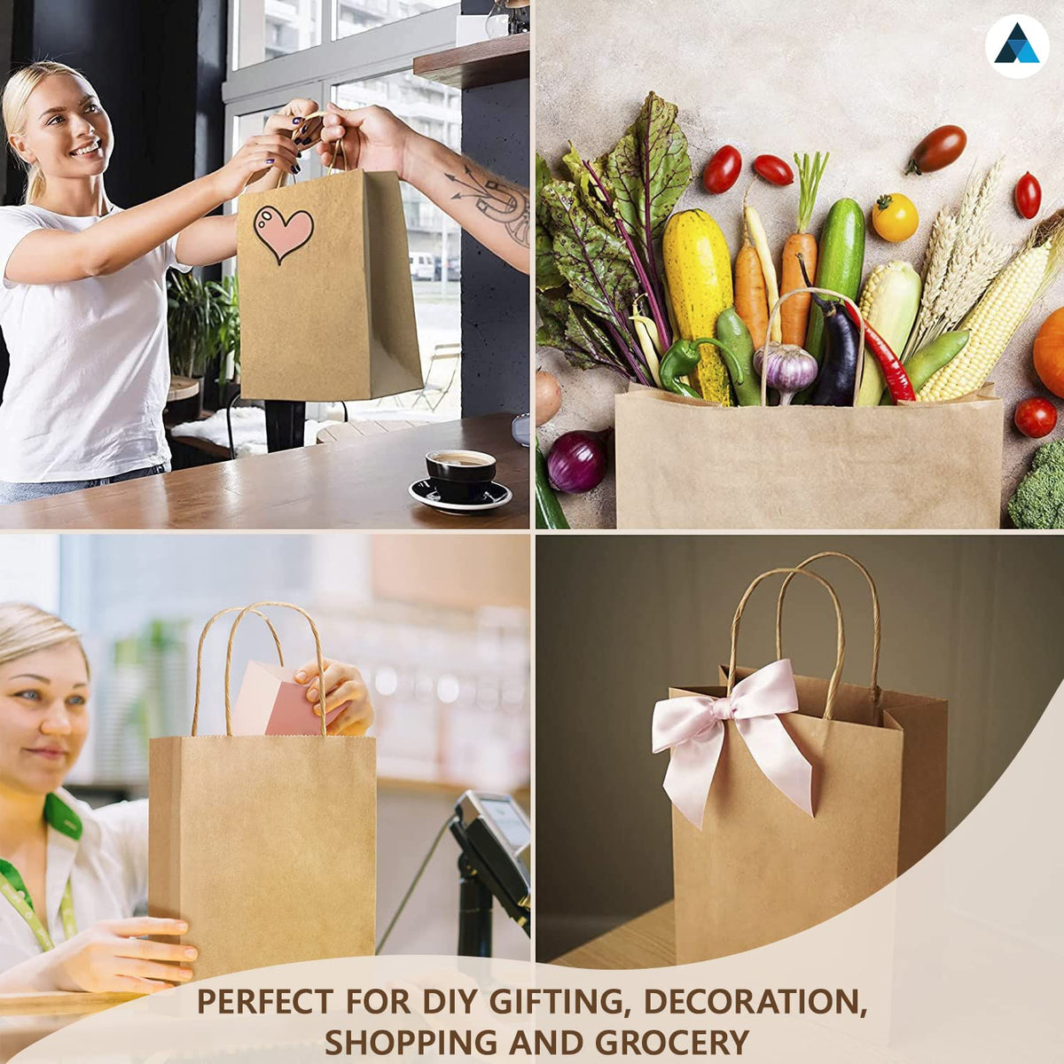 Nationwide Paper Kraft Paper Bags - Food Safe, Medium Size (25 Count) 7