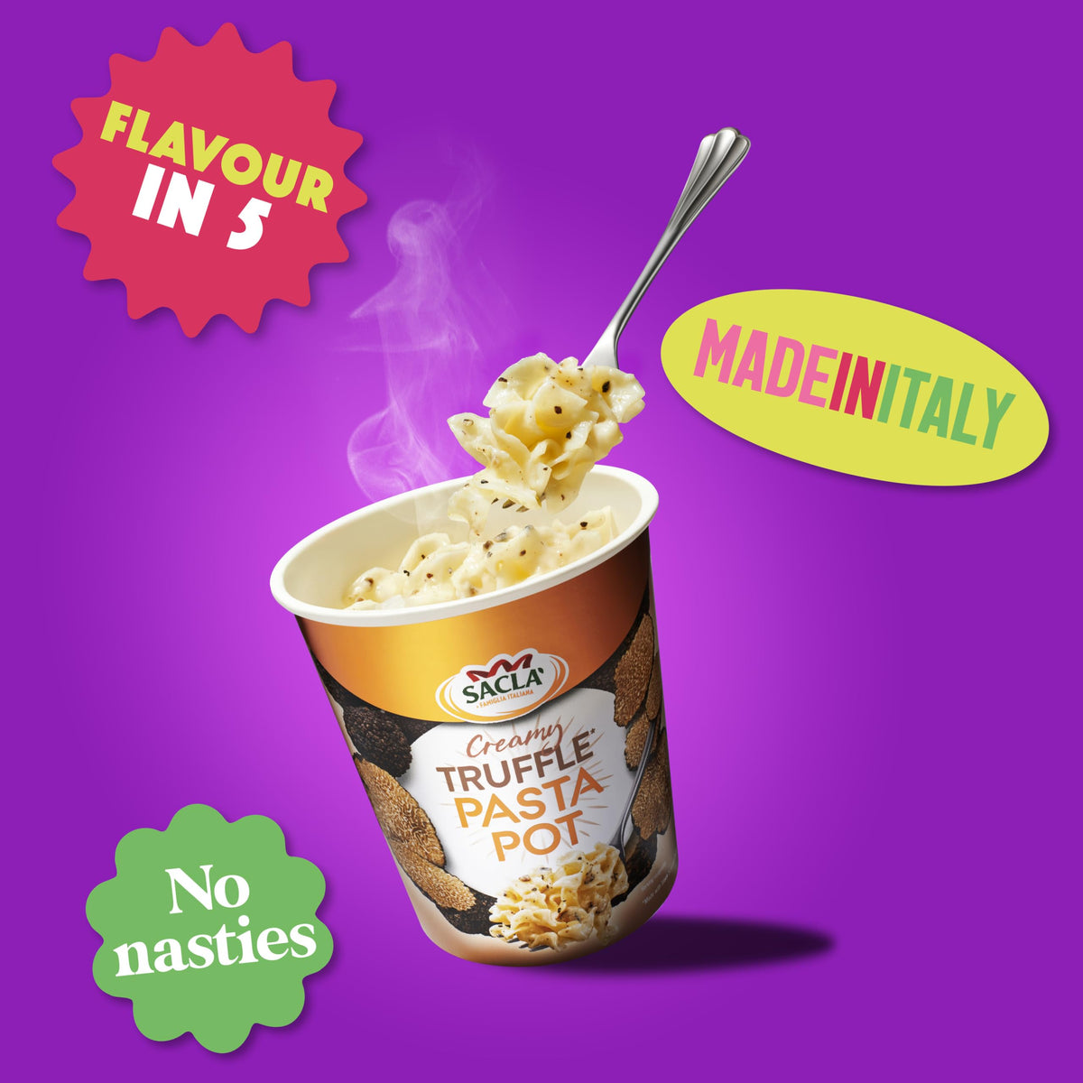 Sacla Italian Instant Tagliatelle Pasta Pot - Ready in 5 Minutes | 80g 4