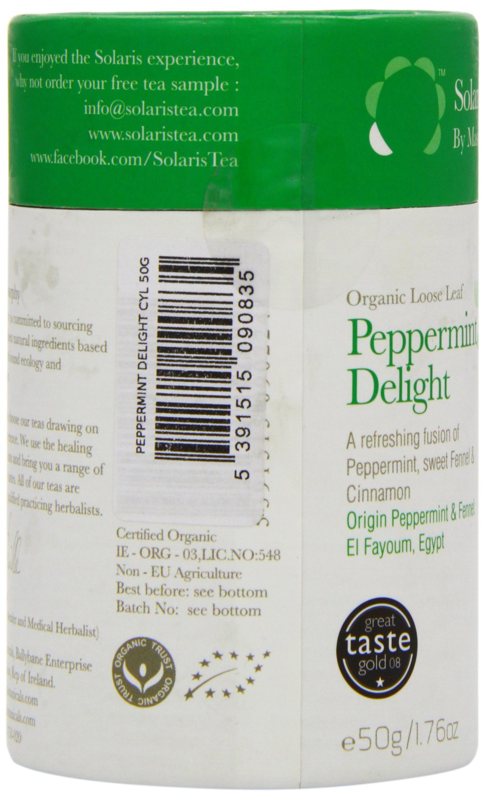 Solaris Tea Organic Loose Whole Leaf Peppermint Delight - Caffeine Free | 50g | Supports Digestion 4