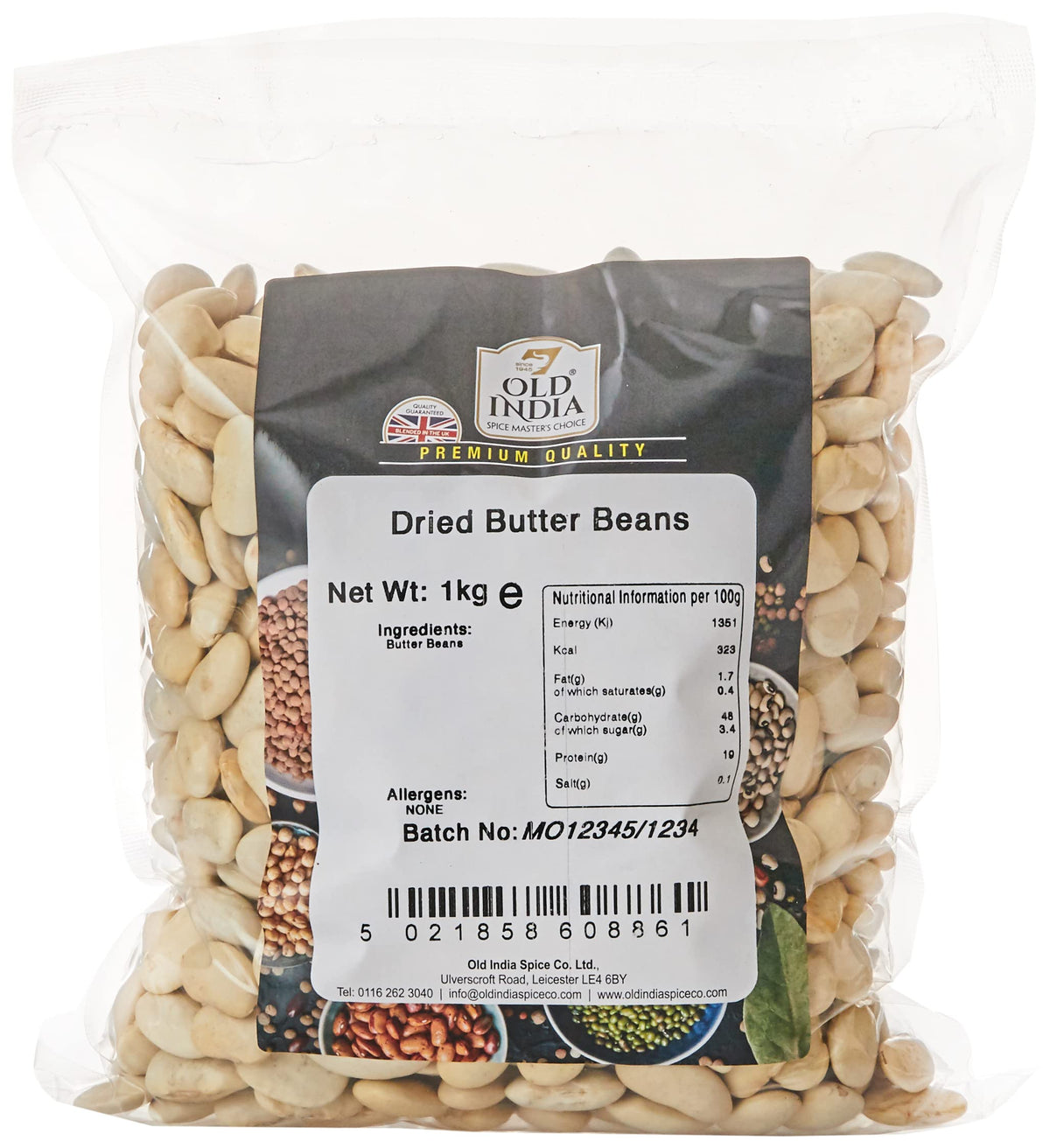 Old India Dried Butter Beans - 1kg Natural, GMO Free 1