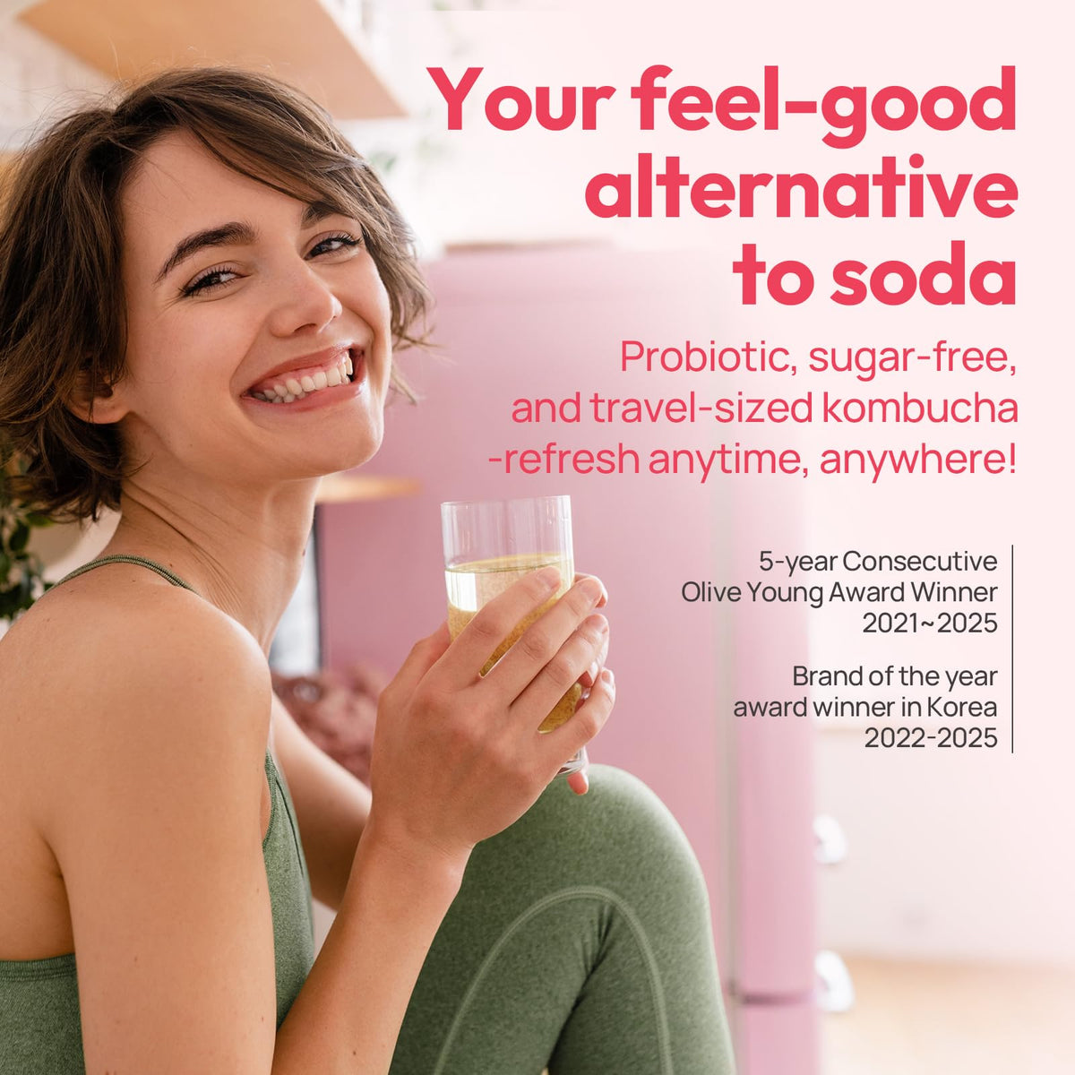 TEAZEN Peach Kombucha Tea - Sugar-Free, Live Probiotics, Portable Powder Drink Mix 6