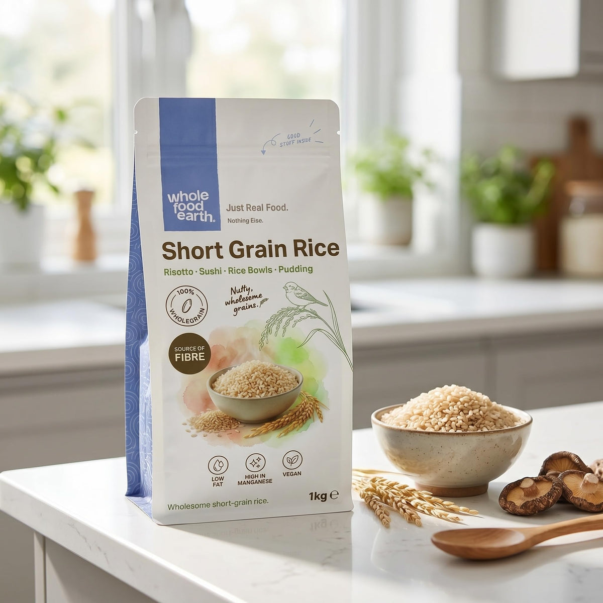 Wholefood Earth Short Grain Brown Rice - 1kg Bag | Source of Fibre | Nutty Flavour 3