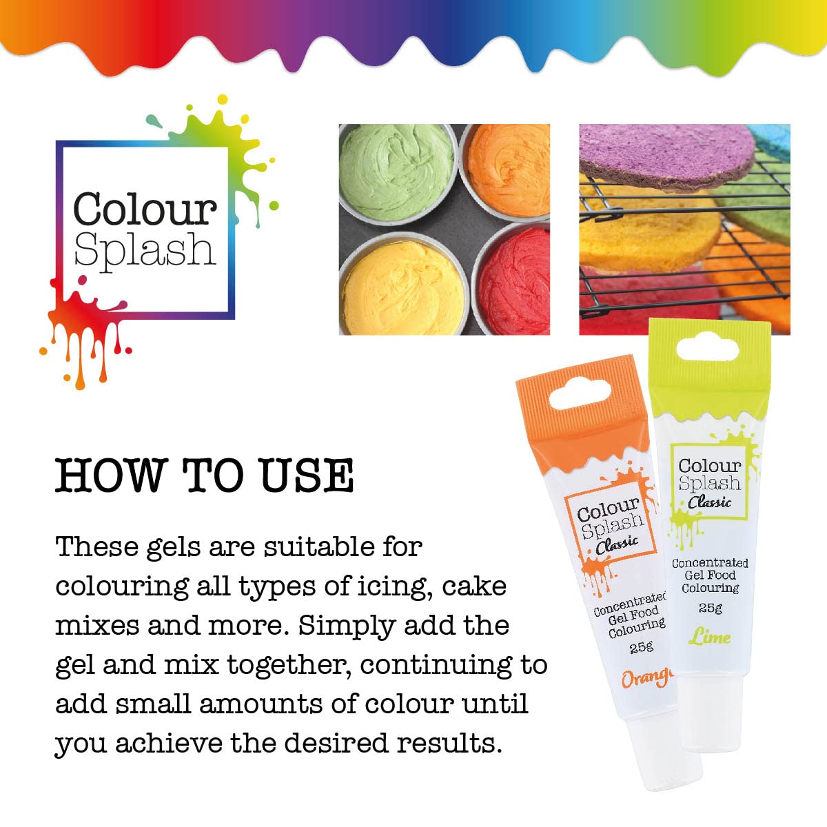 Colour Splash Unicorn Food Colouring Gel Set - 5 x 25g Tubes 6