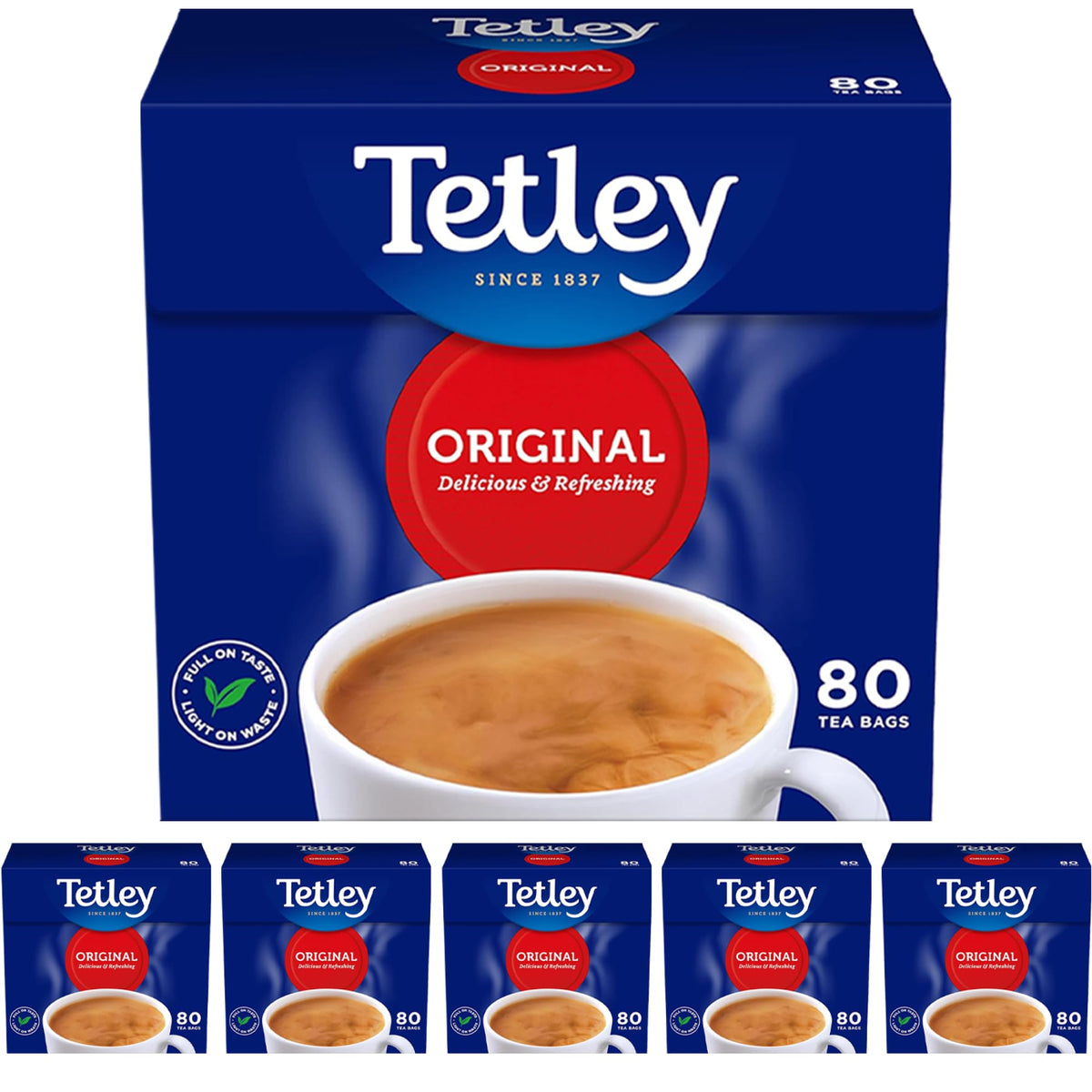 Tetley Original Black Tea Bags - 80 Count (Pack of 6) | 100g | Classic British Blend