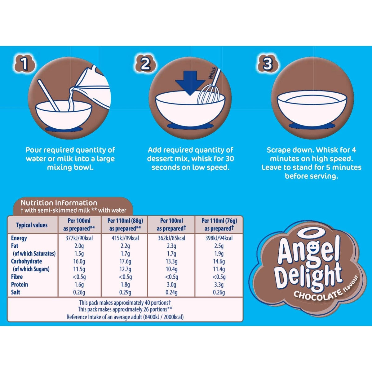 Angel Delight Chocolate Flavour Instant Dessert Mix - 600g 5