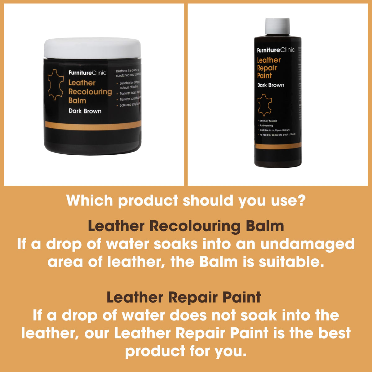 Furniture Clinic Leather Recolouring Balm - Restores Faded & Scratched Leather | 16 Colours Available | 250ml Cream 5