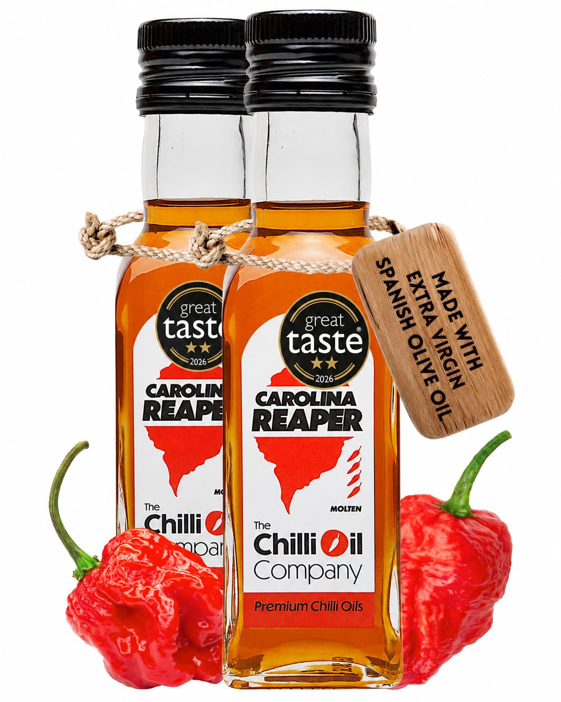 TCOC Carolina Reaper Chilli Oil - Great Taste 2026 2-Star Winner | 2 x 125ml Bottles