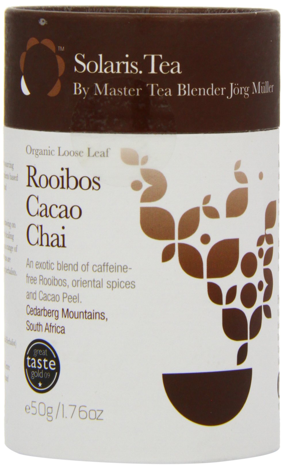 Solaris Tea Organic Loose Whole Leaf Rooibos Cacao Chai - Caffeine-Free, High Antioxidant, 50g 1