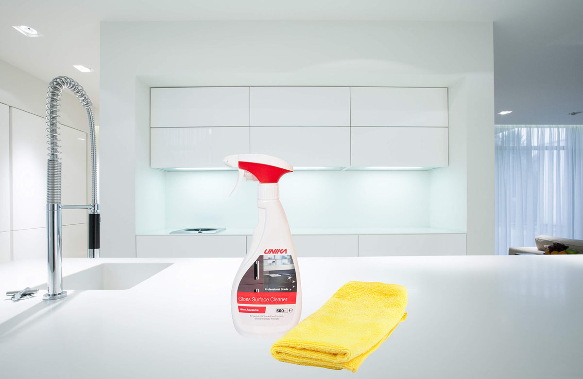 Unika Gloss Surface Cleaner - Streak-Free Shine for Gloss, Glass & Chrome | 500ml Lemon Scent 9
