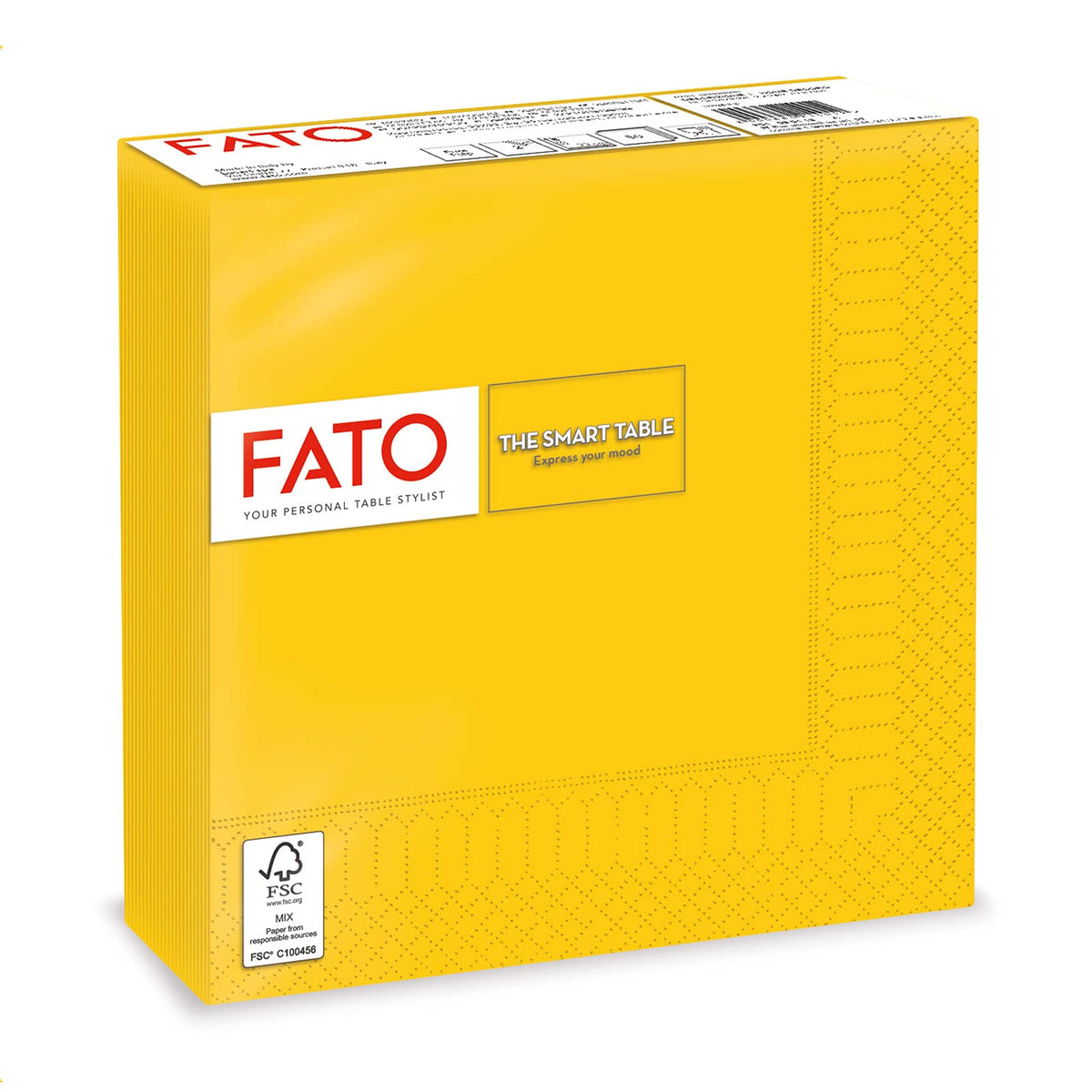 FATO Paper Napkins - 2 Ply Yellow, 50 Pieces, 33 x 33 cm