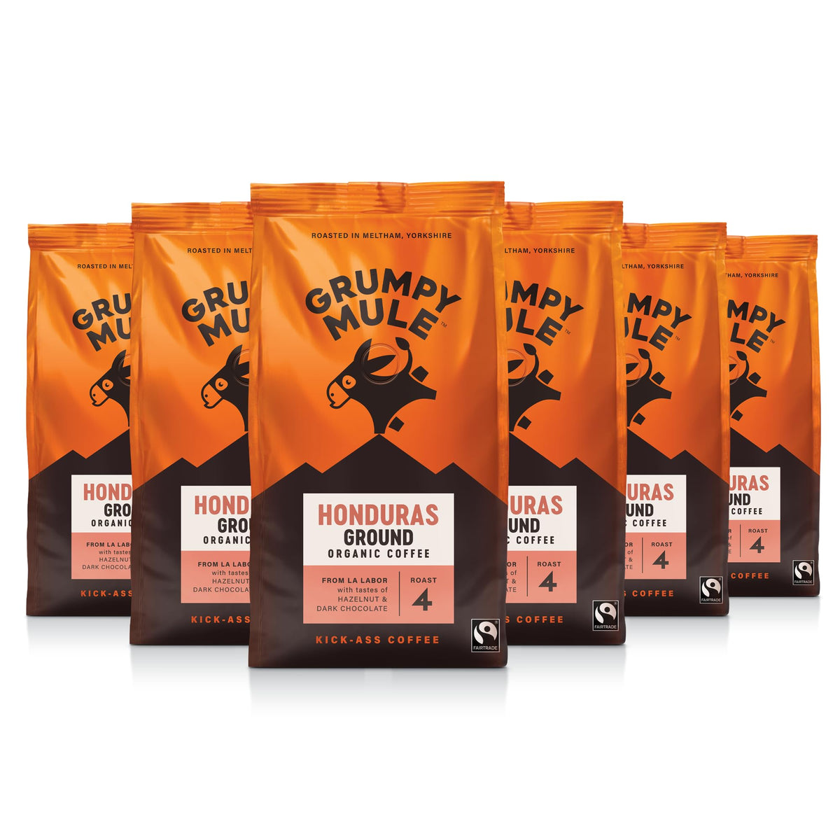 Grumpy Mule Honduras La Labor Organic Ground Coffee - Hazelnut & Dark Chocolate Notes | Fairtrade | 1.4kg (6 x 233g)
