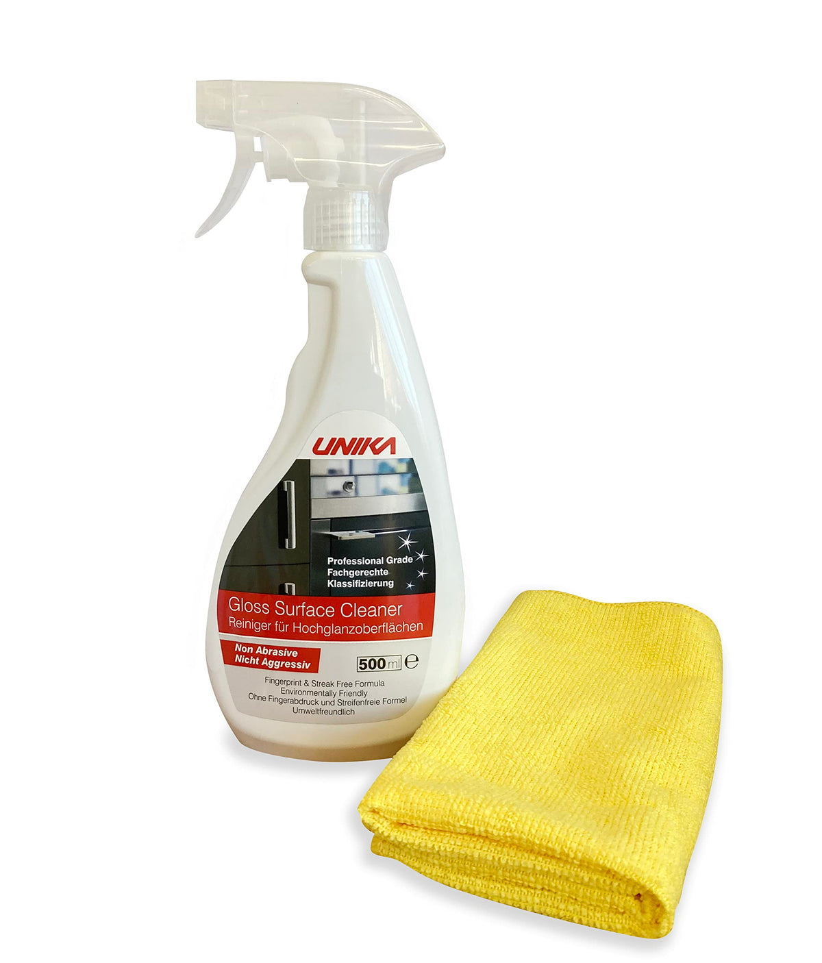 Unika Gloss Surface Cleaner - Streak-Free Shine for Gloss, Glass & Chrome | 500ml Lemon Scent 1