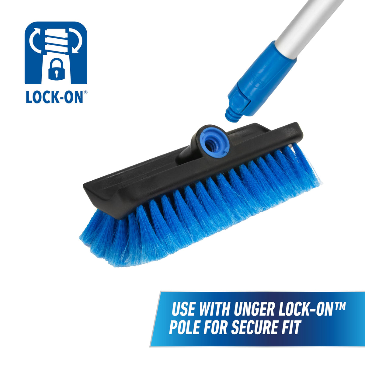 Unger Bi-Level Soft Wash Brush - 10' Length | Soft Bristles | Lock-On Compatible 6