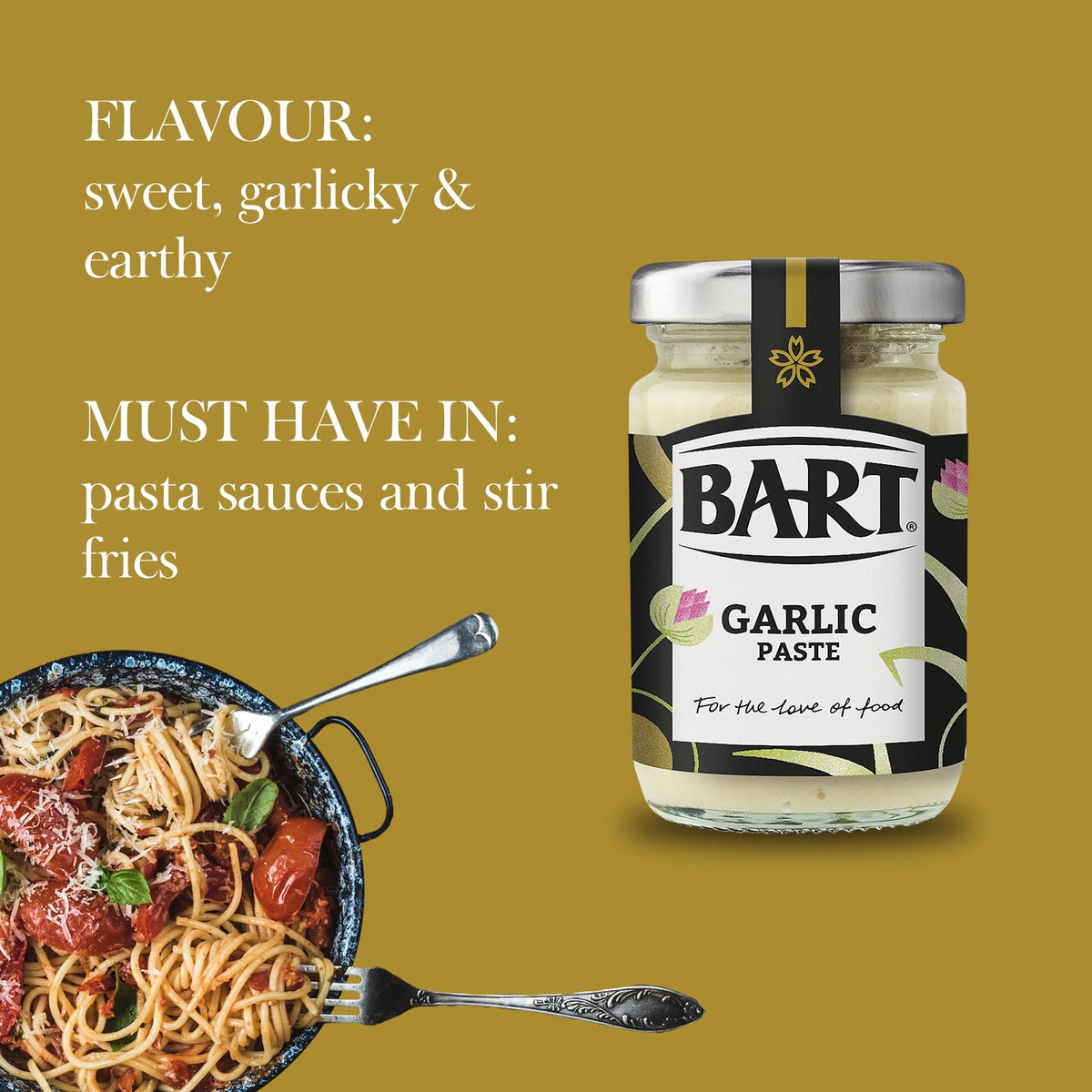 BART Garlic Paste - Pack of 6 x 90g Jars | Vegan, Gluten-Free, Intense Flavour