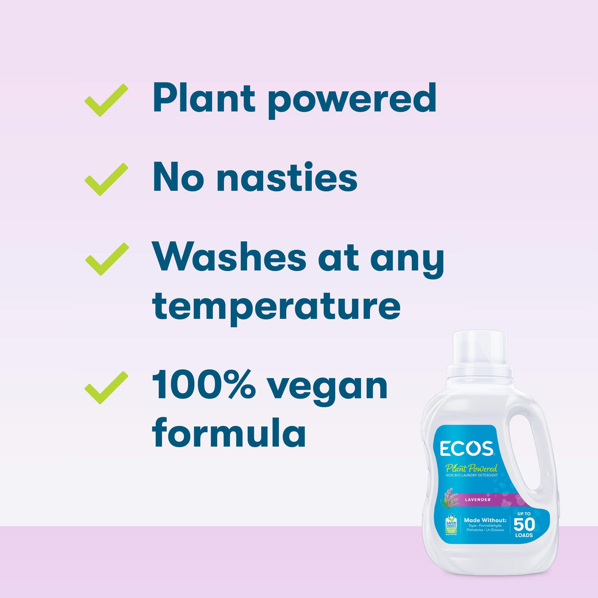 ECOS Laundry Detergent - Plant Based, Sensitive Skin Formula, Lavender Scent, 1.5L 2