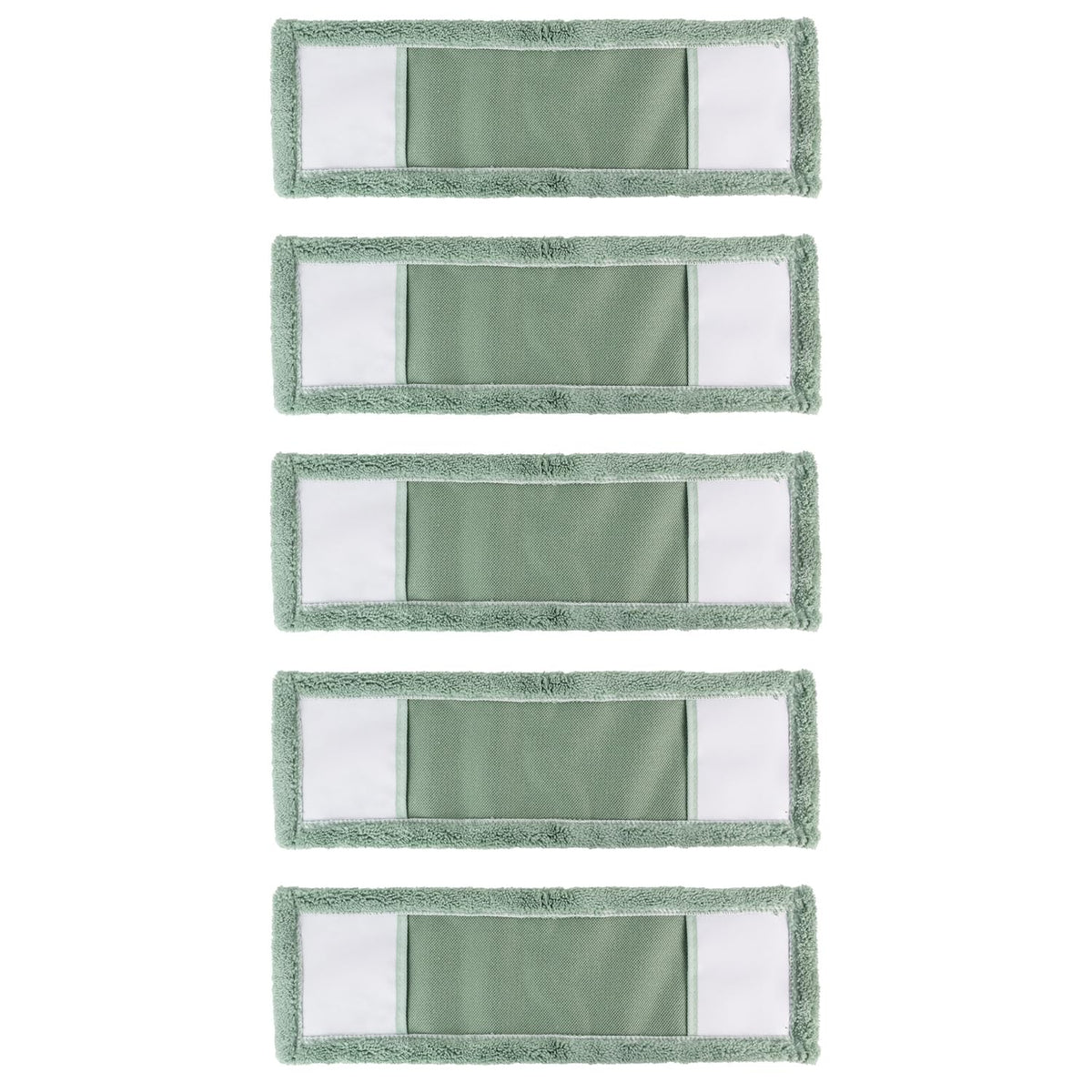 JVL Microfibre Mop Replacement Pads - Machine Washable, Reusable Refills | Pack of 5 | Green 1