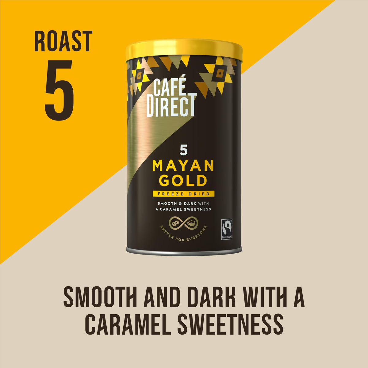 Café Direct Mayan Gold Freeze Dried Instant Coffee - 100% Organic Arabica, Strength 4, Caramel Notes