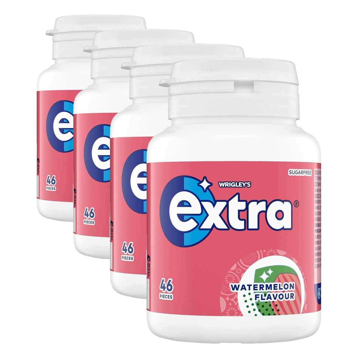 Extra Watermelon Flavour Sugarfree Chewing Gum Bottle - 46 Pieces (Pack of 4)