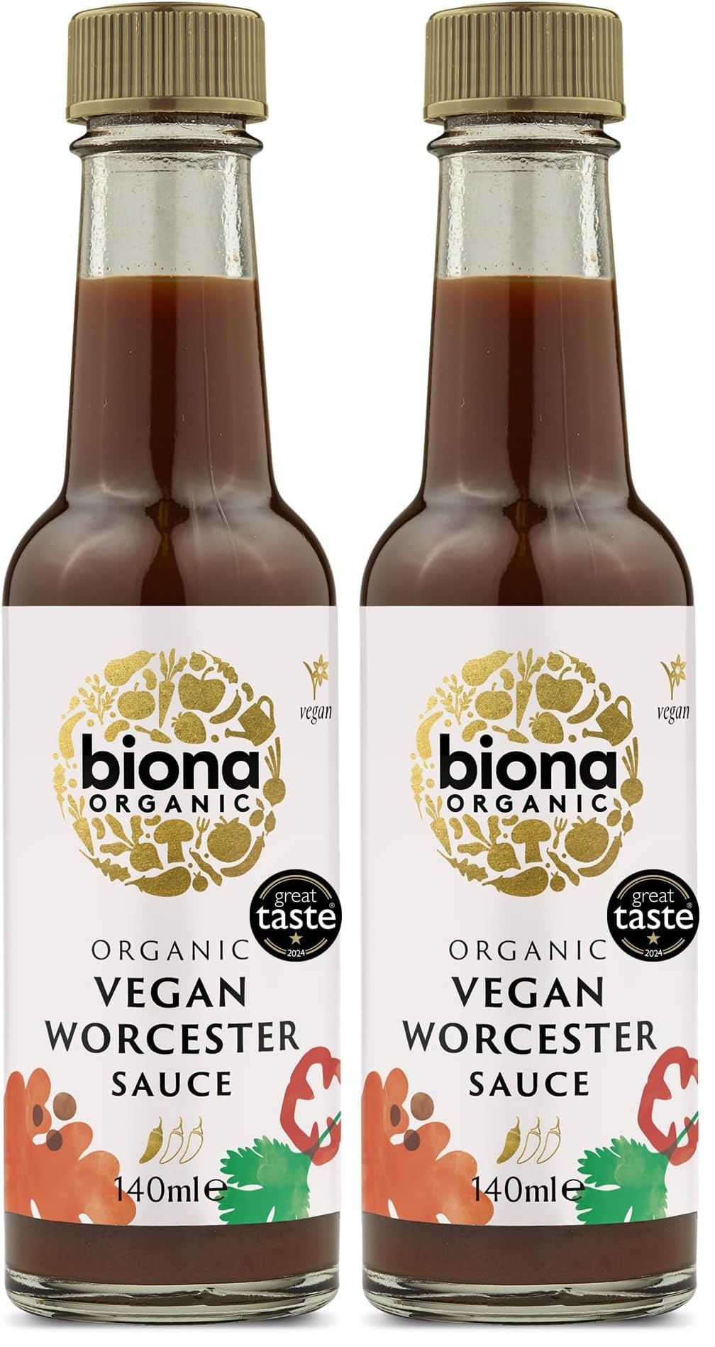 Biona Organic Worcester Sauce - Gluten-Free, 140ml (Pack of 2)