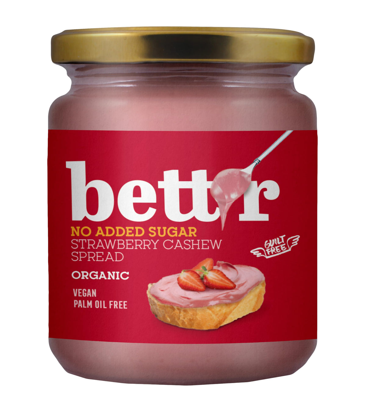 bett'r GUILT FREE Strawberry Cashew Spread - No Added Sugar, Organic, Vegan, 250g