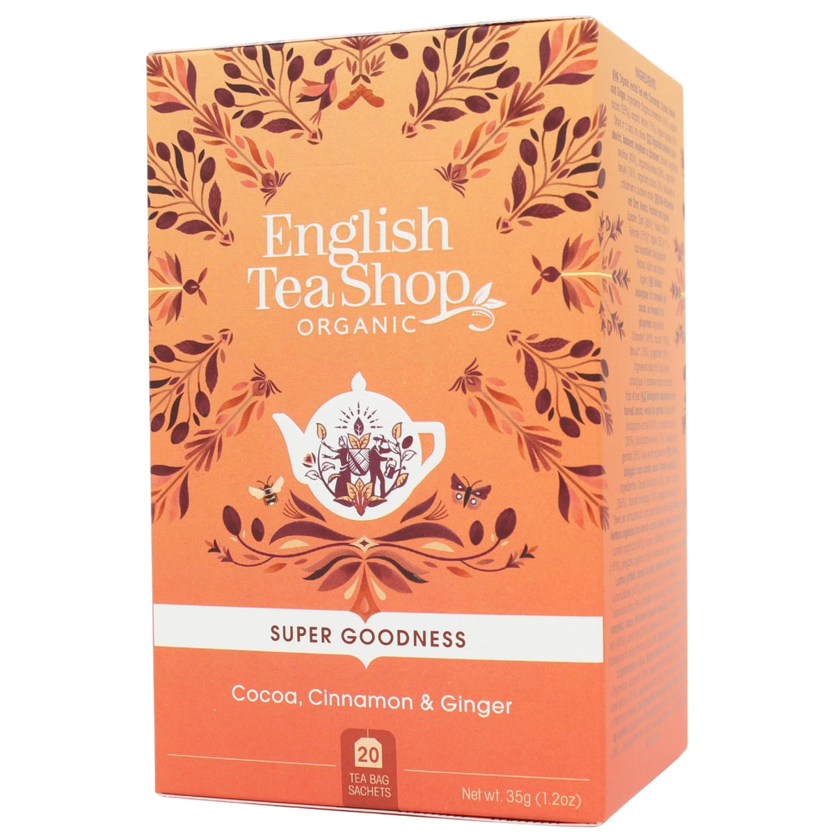 English Tea Shop Organic Cocoa, Cinnamon & Ginger Herbal Tea - 20 Tea Bag Sachets