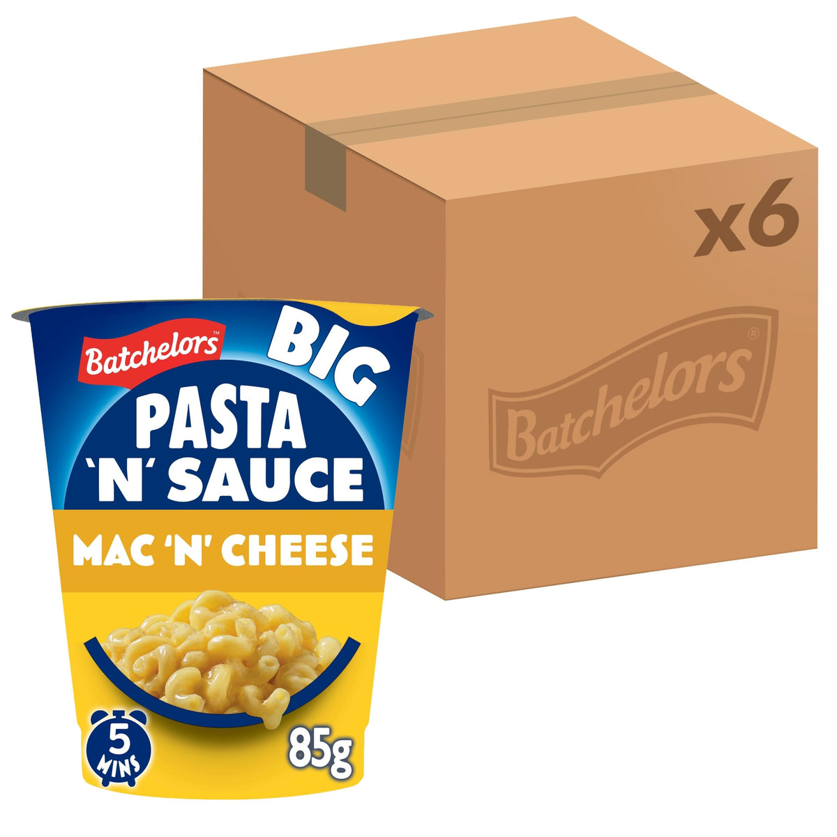 Batchelors Big Pasta 'n' Sauce Mac & Cheese - Creamy & Tasty | Low Fat | 5 Minute Prep | 6 x 85g Pots